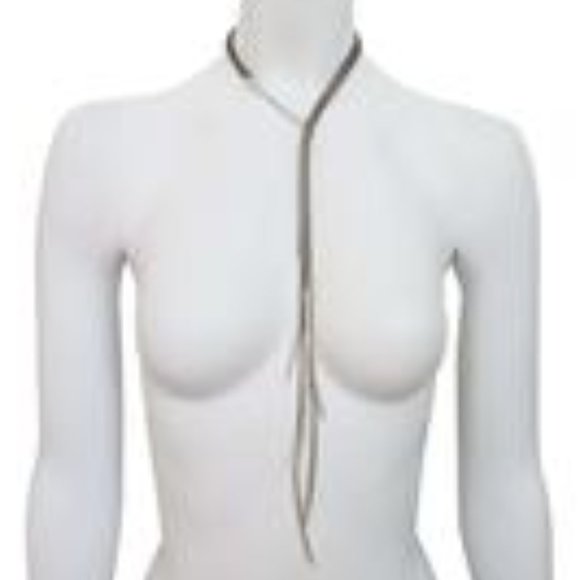 1185 Ex Ovo 5 LINE POLE SKINNY Silver Rubber NECKL - Picture 7 of 9